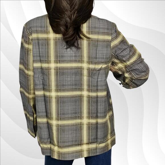 2/$50 WeWoreWhat Deep Sage Plaid Long Sleeve Pajama Top Size XS | Cozy Sleepwear - Picture 4 of 8